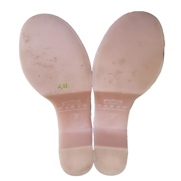 Women's Size 9 Melissa Jelly Mule High Heel Open Toe Sandals Beige - Picture 11 of 11